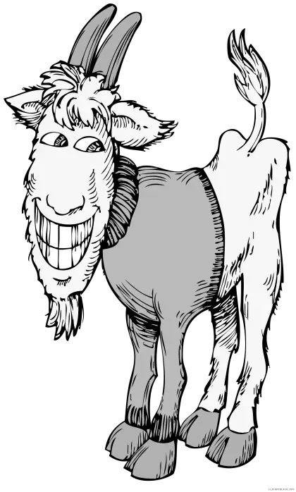 Smiling Goat in Cartoon Drawing
