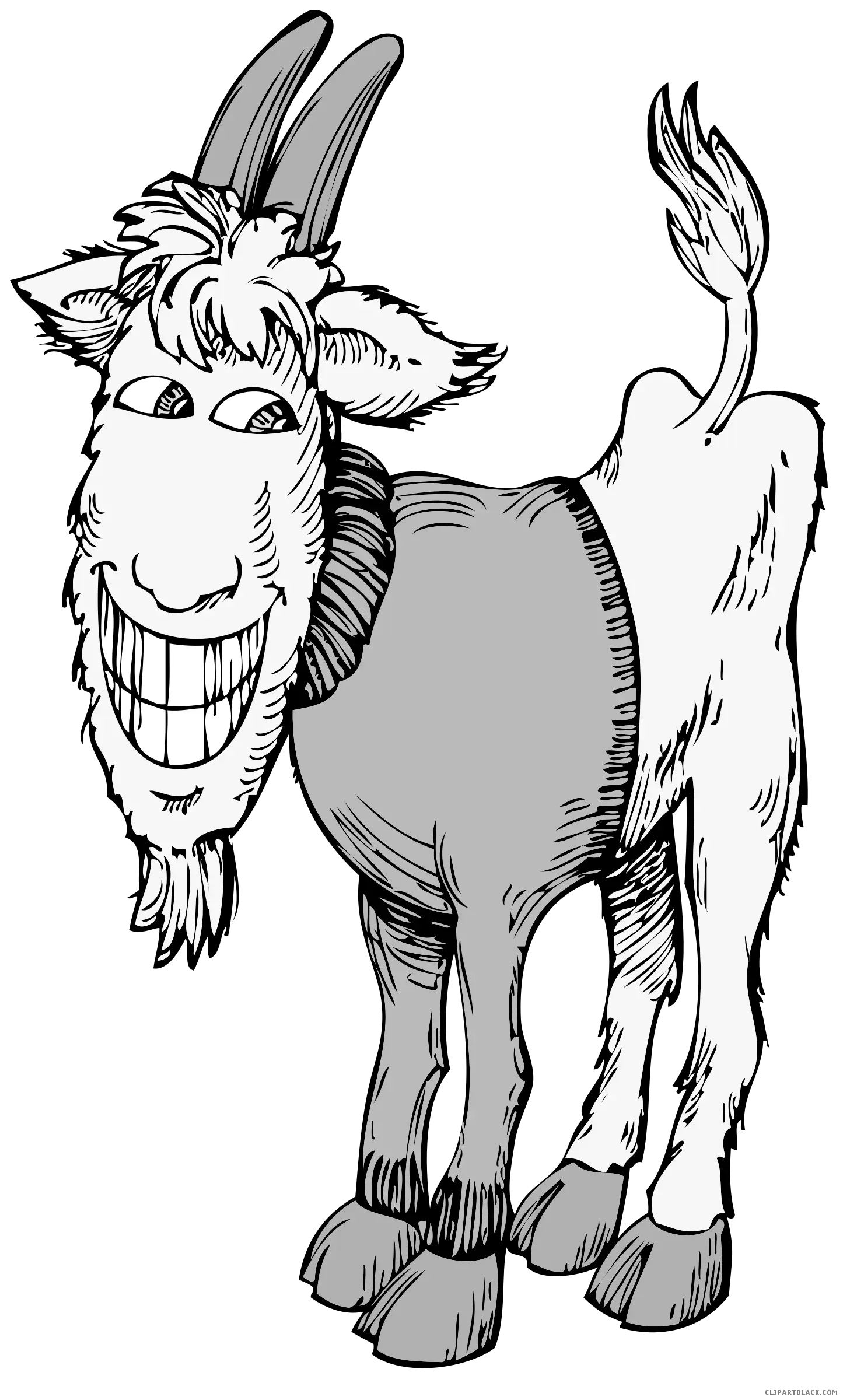 Smiling Goat in Cartoon Drawing