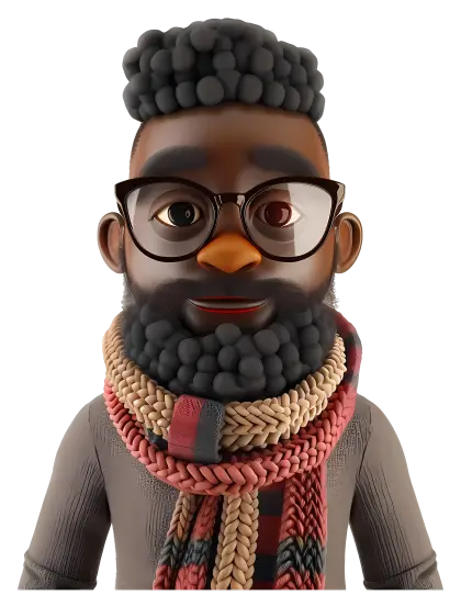 3D Cartoon Character with Glasses and Scarf
