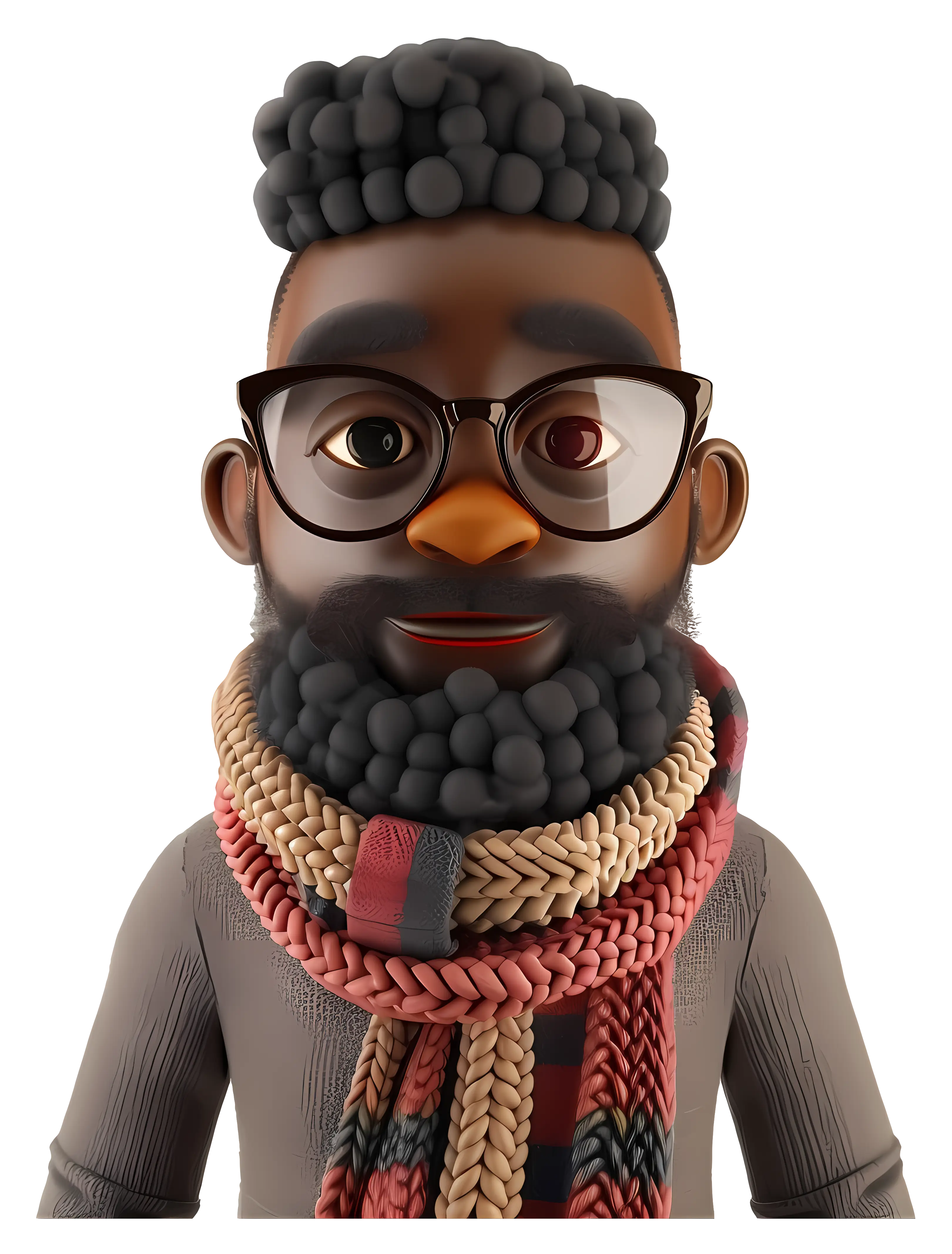 3D Cartoon Character with Glasses and Scarf