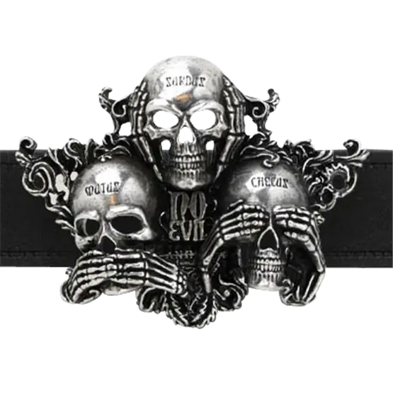Gothic Belt Buckle with Three Skulls