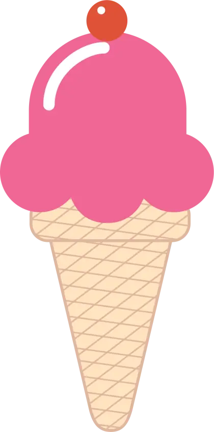 Pink Ice Cream Cone with Cherry