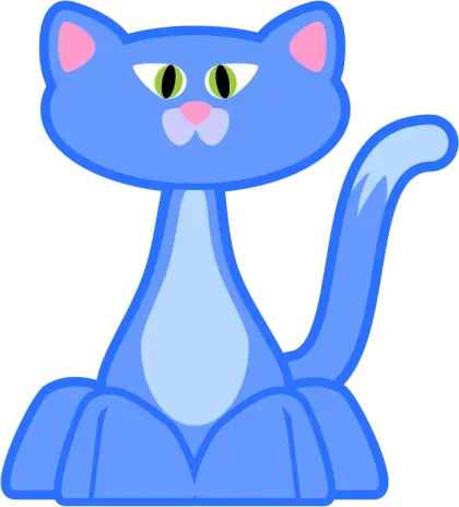 Blue Cartoon Cat with Whimsical Style