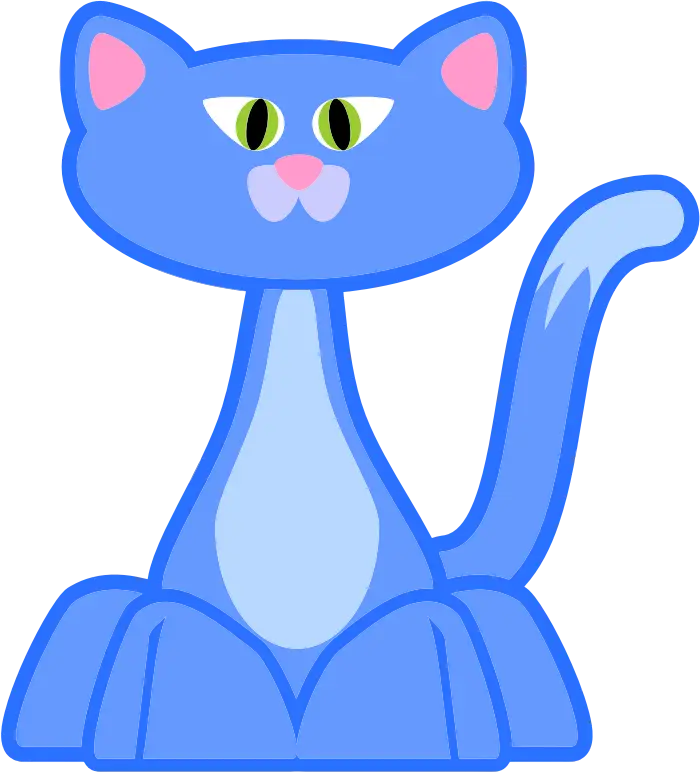Blue Cartoon Cat with Whimsical Style