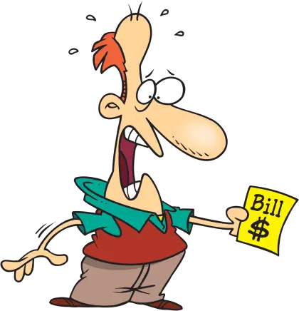 Cartoon Man Shocked by Bill