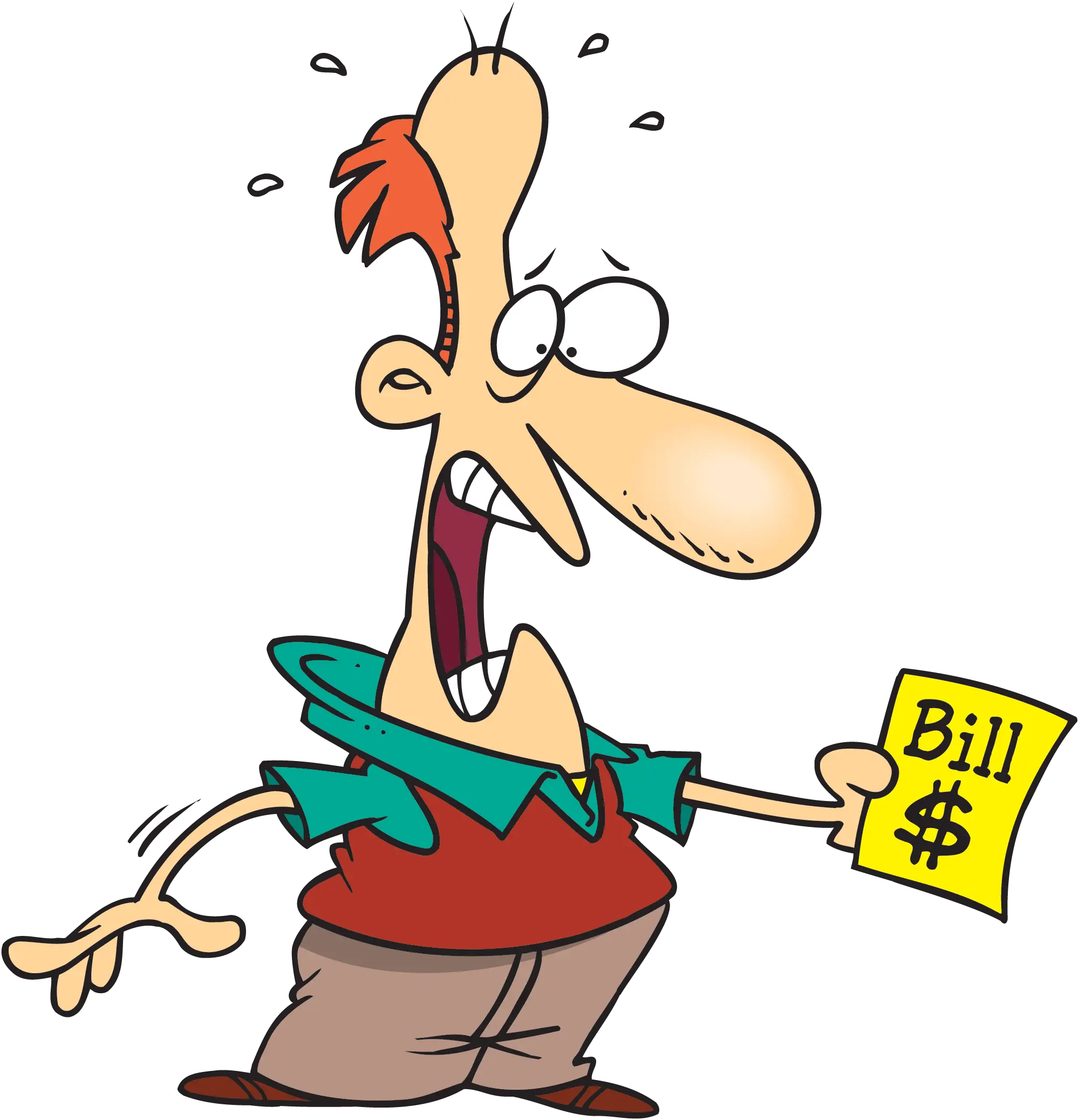 Cartoon Man Shocked by Bill