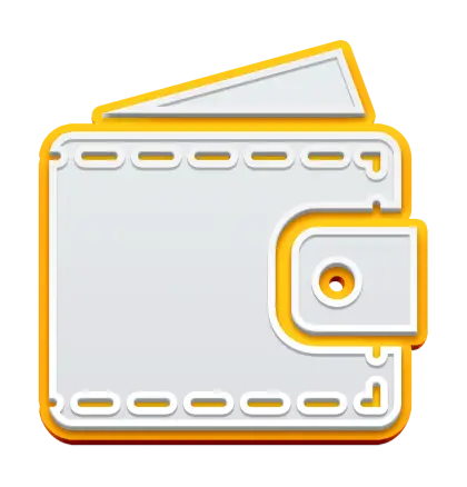 White Wallet Icon with Yellow Details