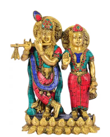 Golden Statues of Krishna and Radha