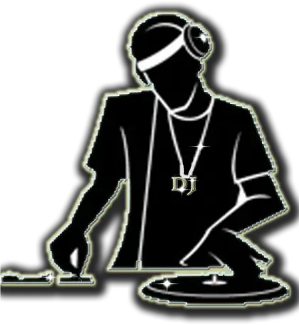 DJ Silhouette Artwork with Headphones and Turntable