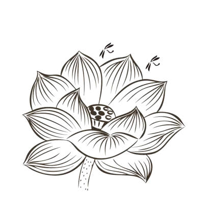 Black and White Lotus Drawing