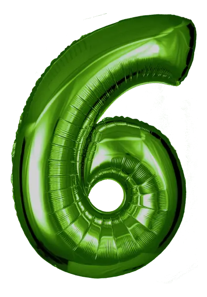 Green Balloon Shaped as Number Six