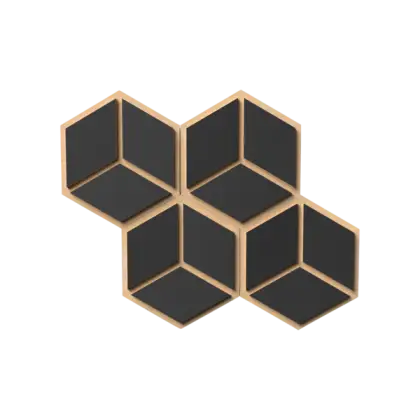 Black Hexagon Shelves with Wooden Frame