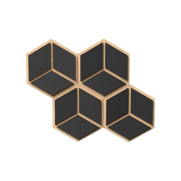 Black Hexagon Shelves with Wooden Frame