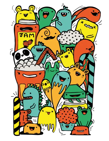 Colorful Doodle Art Characters
