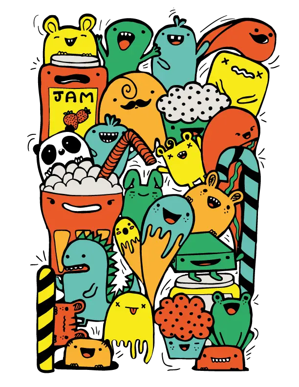 Colorful Doodle Art Characters