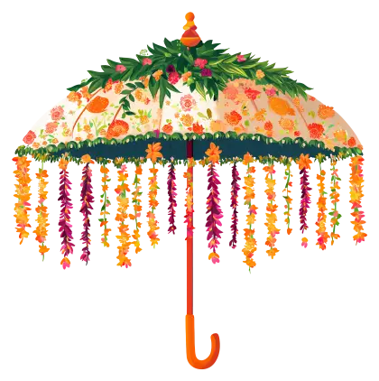 Floral Umbrella with Hanging Flowers