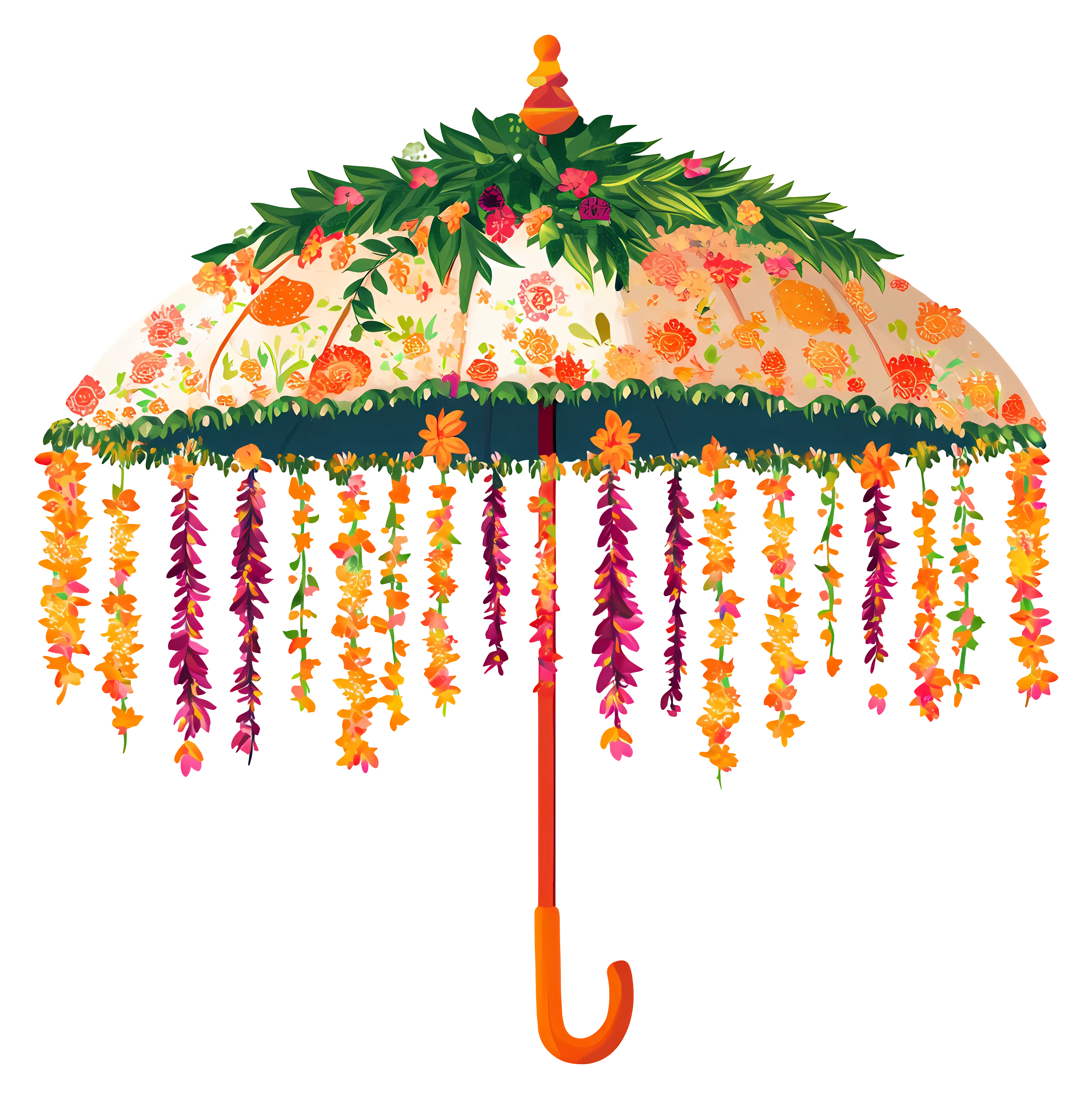 Floral Umbrella with Hanging Flowers