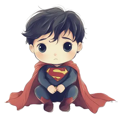 Chibi Superhero in Red Cape
