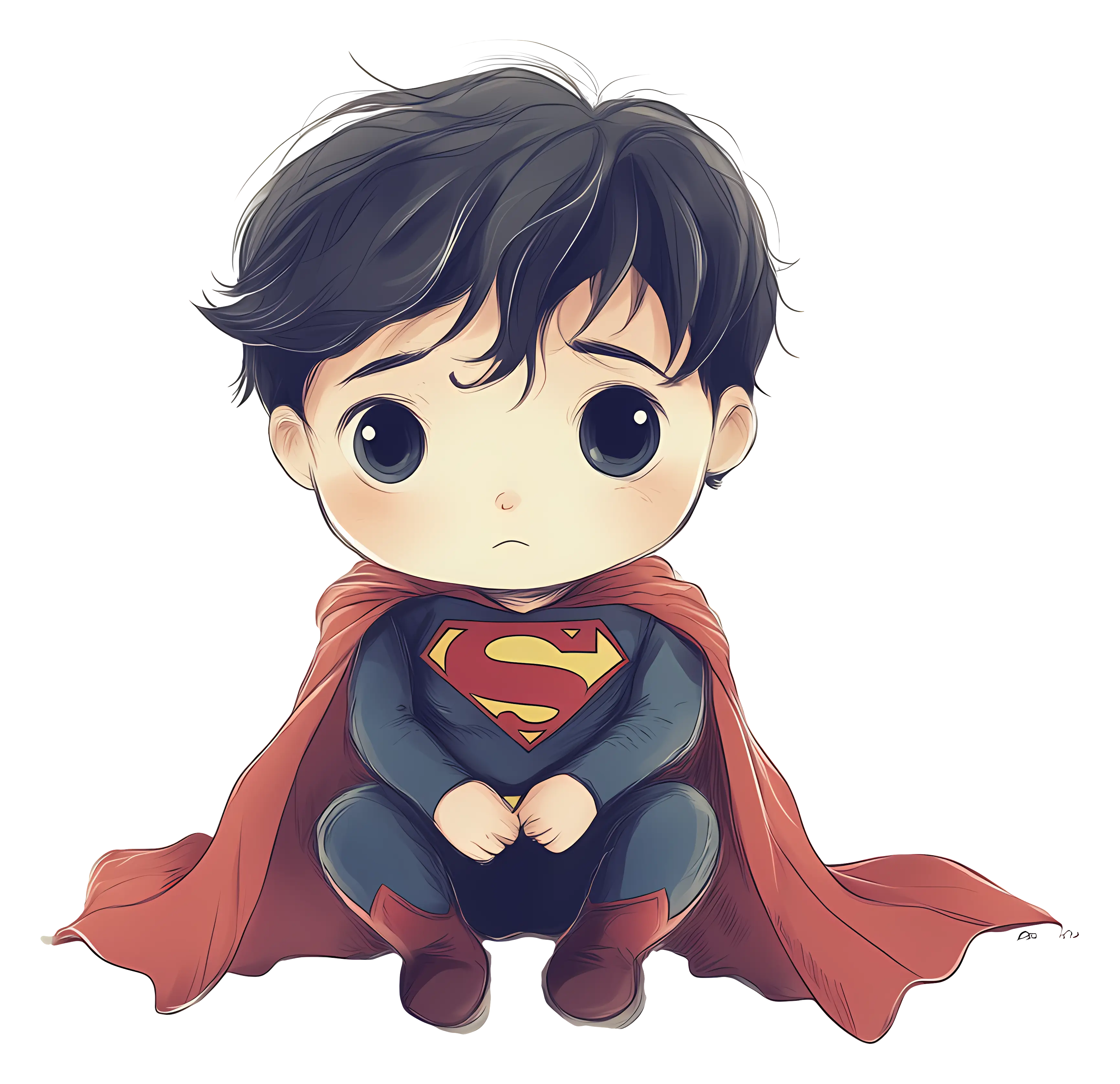 Chibi Superhero in Red Cape