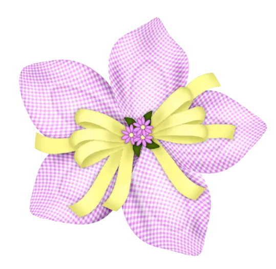 Pink Fabric Flower with Yellow Ribbon