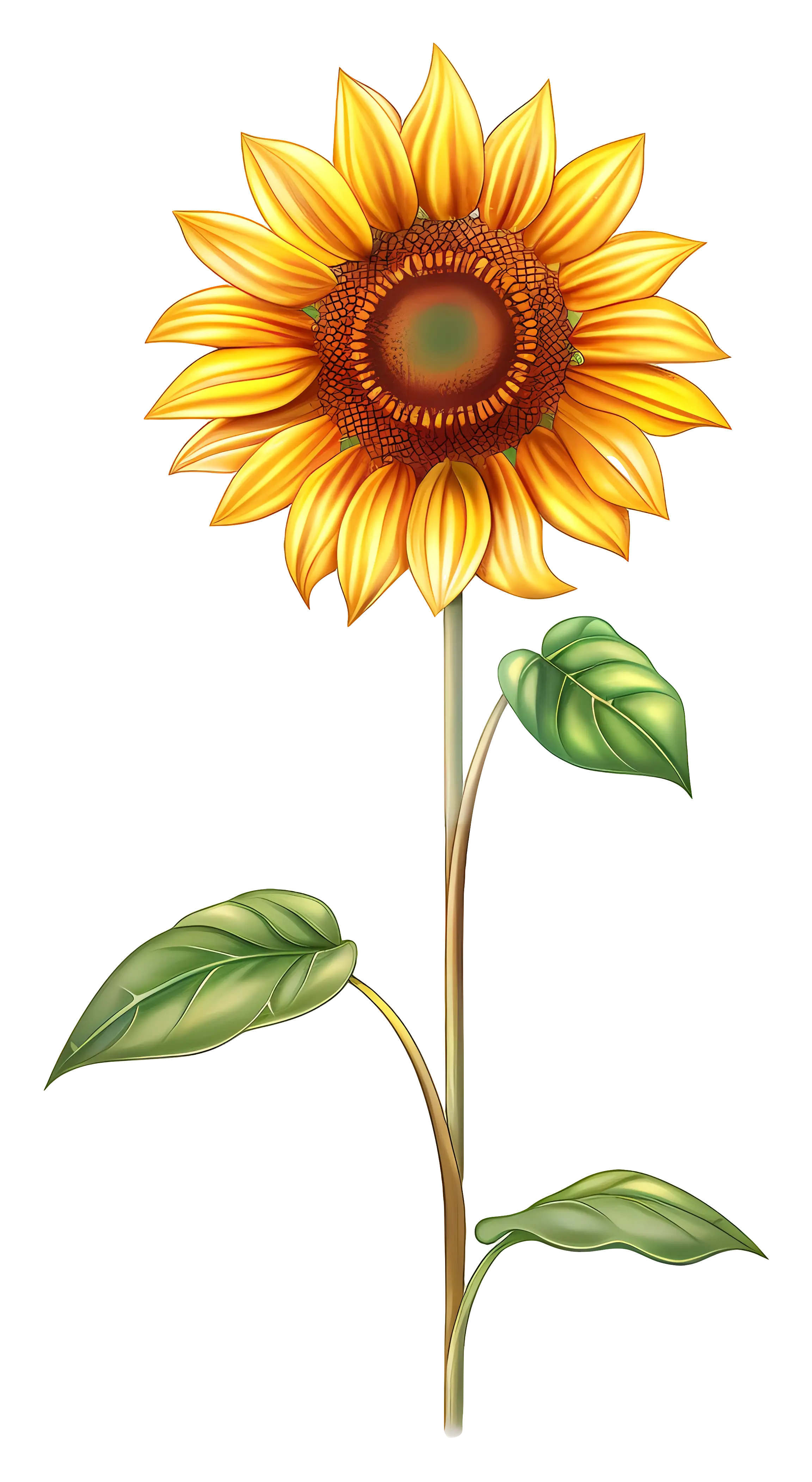 Vibrant Sunflower Illustration with Full Bloom