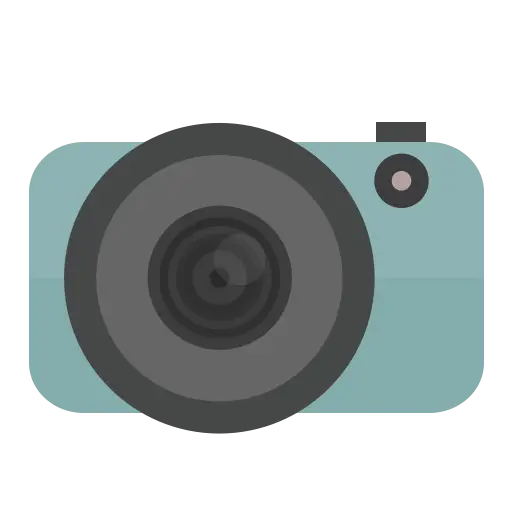 Flat Blue Camera Icon Illustration