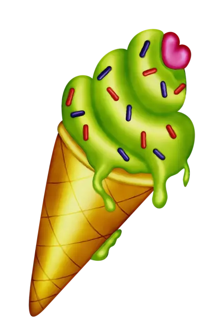 Green Ice Cream Cone with Sprinkles