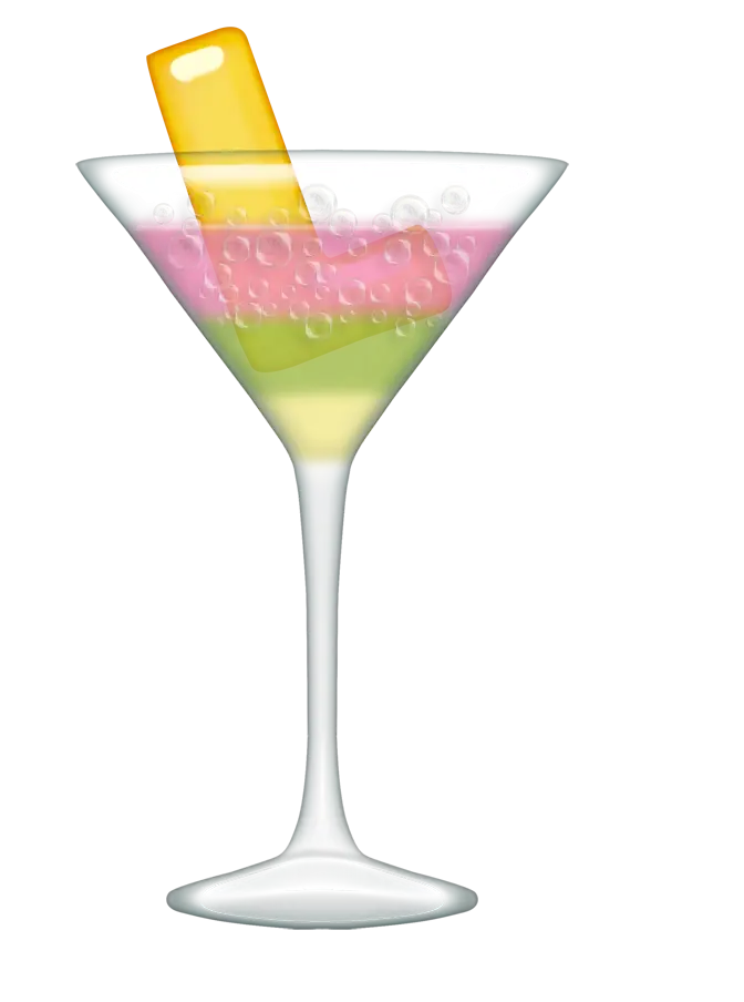 Stylized Martini Glass With Layers of Drink