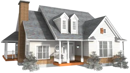 White Two-Story House with a Chimney