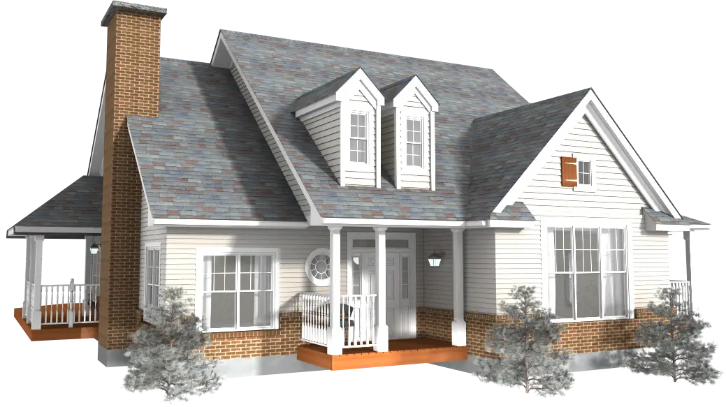 White Two-Story House with a Chimney