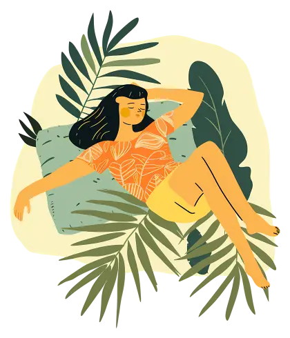 Woman Relaxing with Leaves