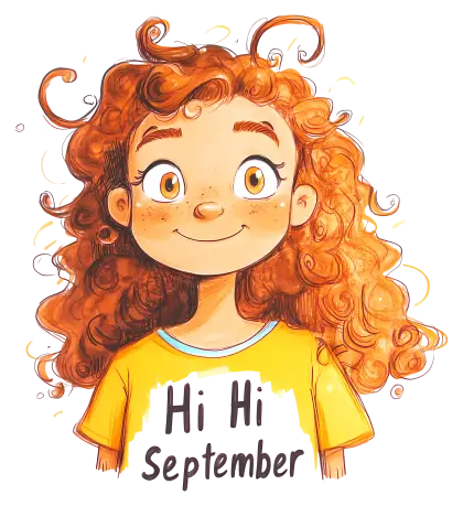 Curly Haired Girl Saying Hi to September
