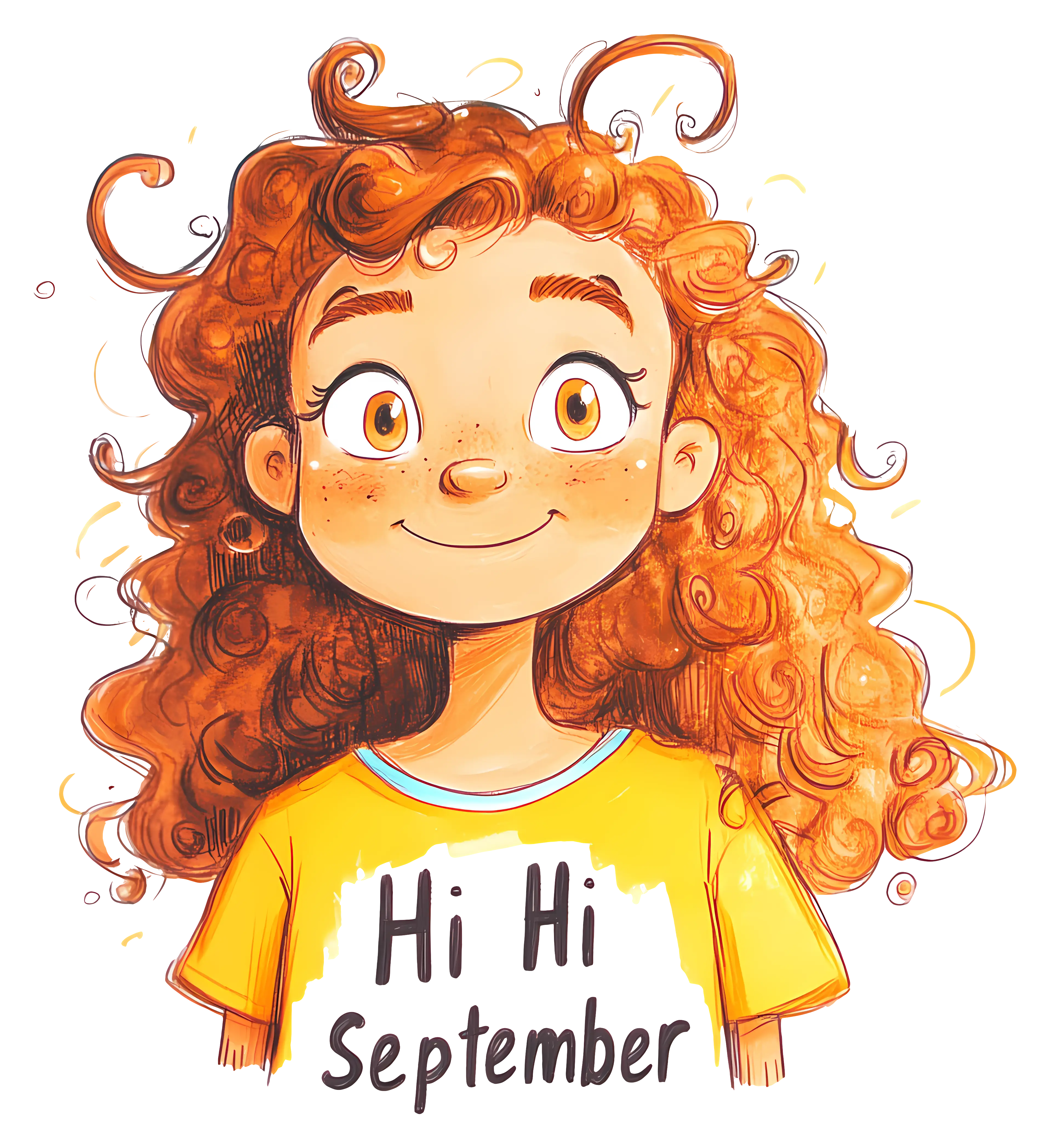 Curly Haired Girl Saying Hi to September