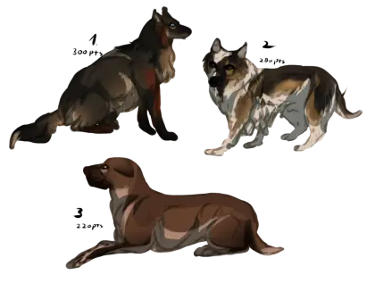Illustration of Different Dog Breeds in Artistic Style