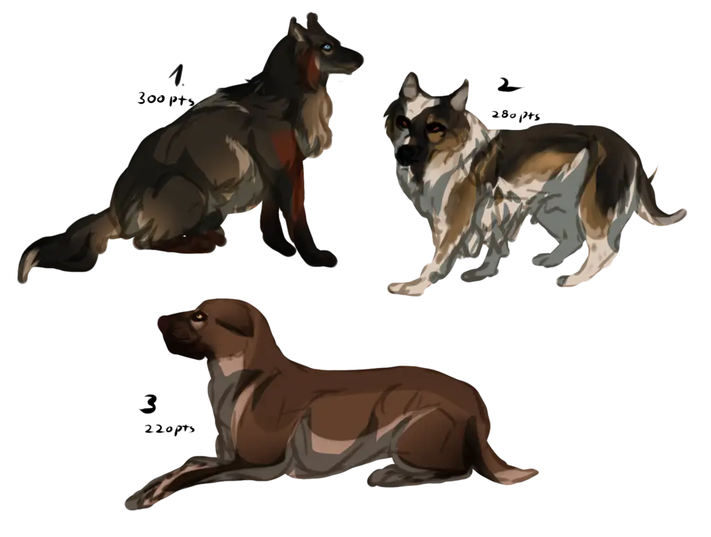 Illustration of Different Dog Breeds in Artistic Style