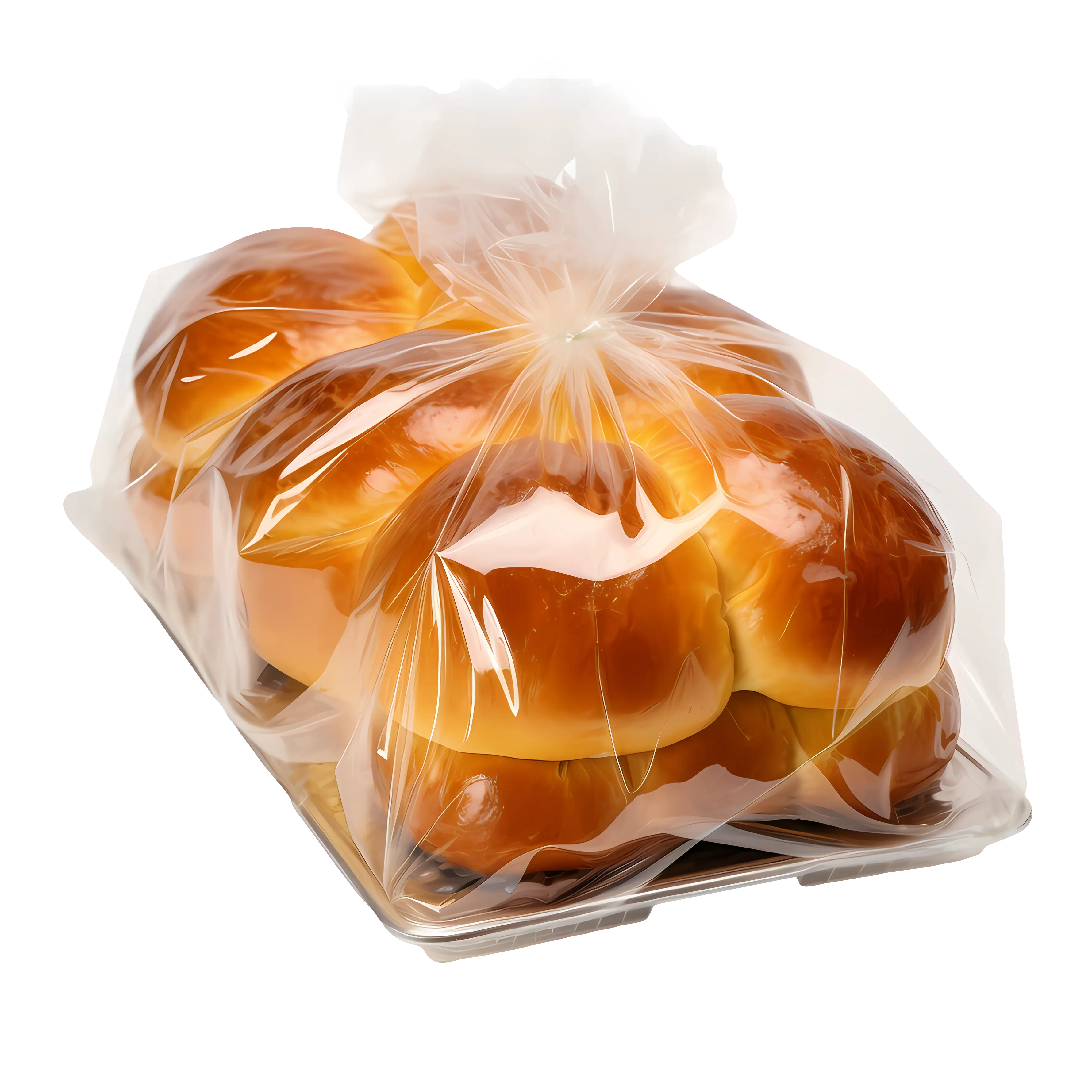 Packaged Fresh Bread Rolls in Transparent Bag