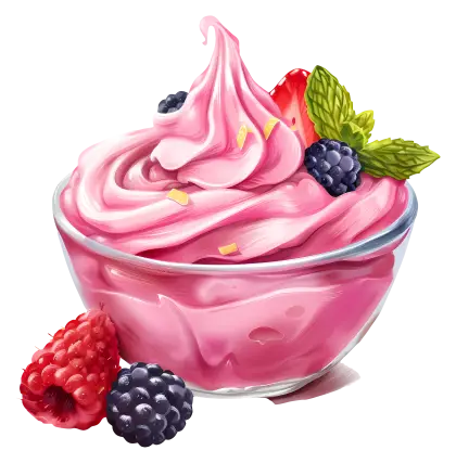 Bowl of Berry Topped Yogurt Dessert