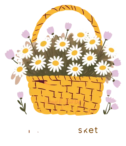 Yellow Basket with Daisies