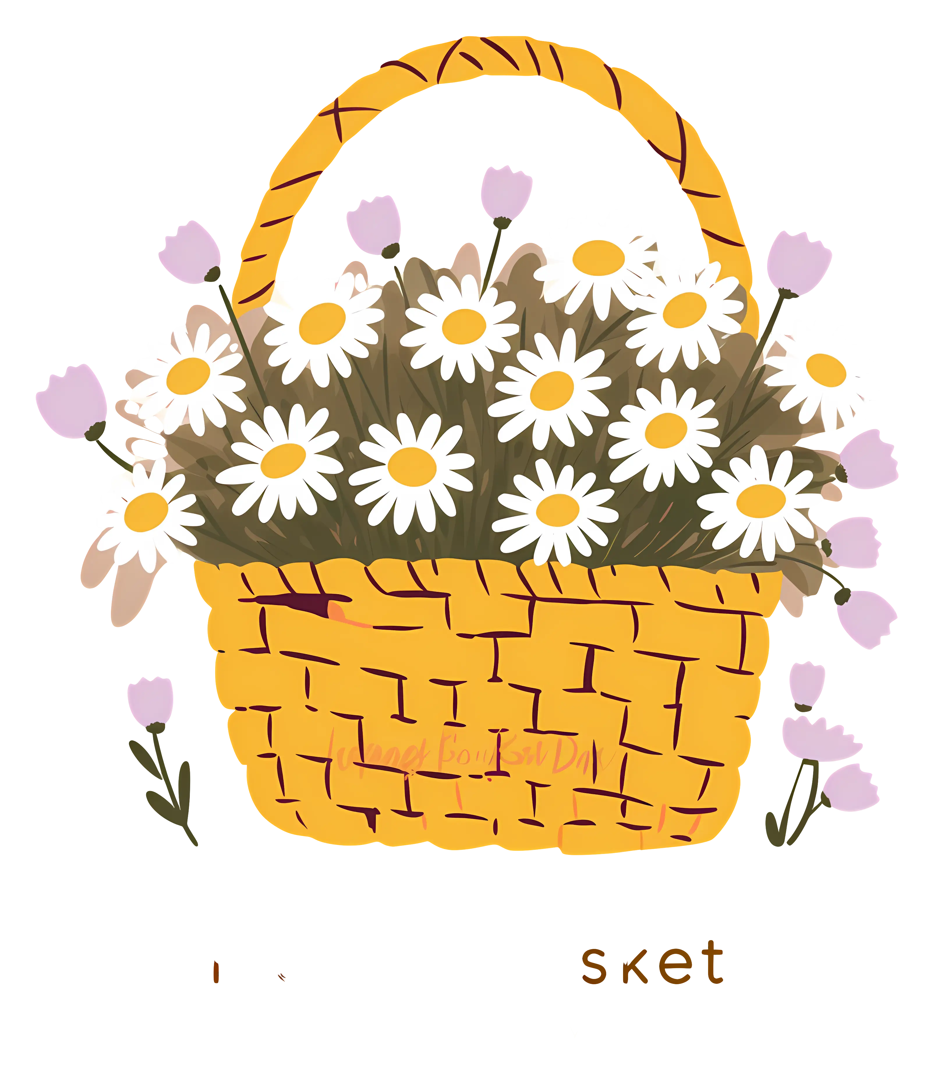 Yellow Basket with Daisies
