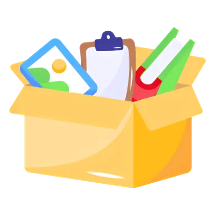 Box with Office Supplies