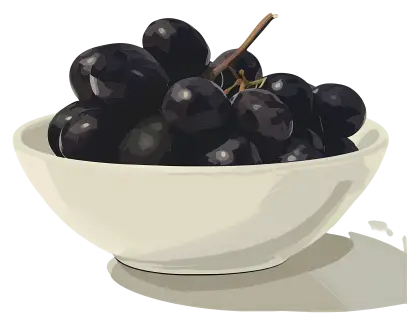 Bowl of Fresh Black Grapes