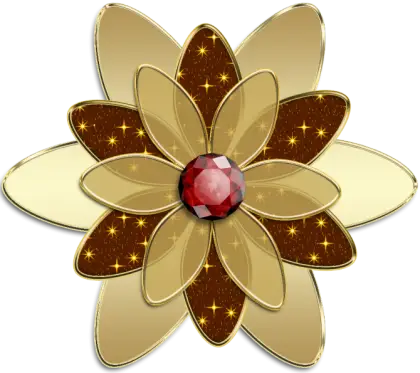 Golden Flower Embellished with a Gemstone
