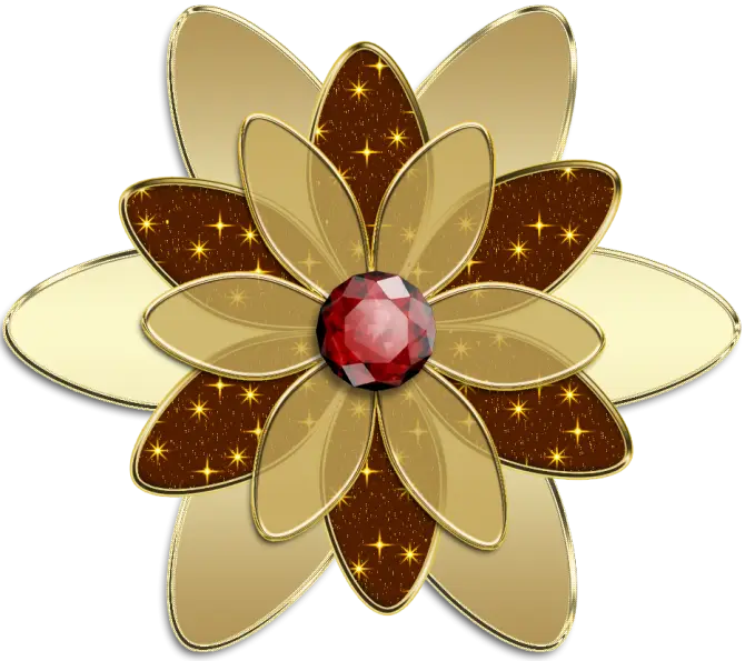 Golden Flower Embellished with a Gemstone
