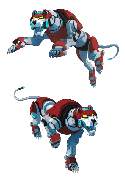 Robotic Red and Blue Lion Character