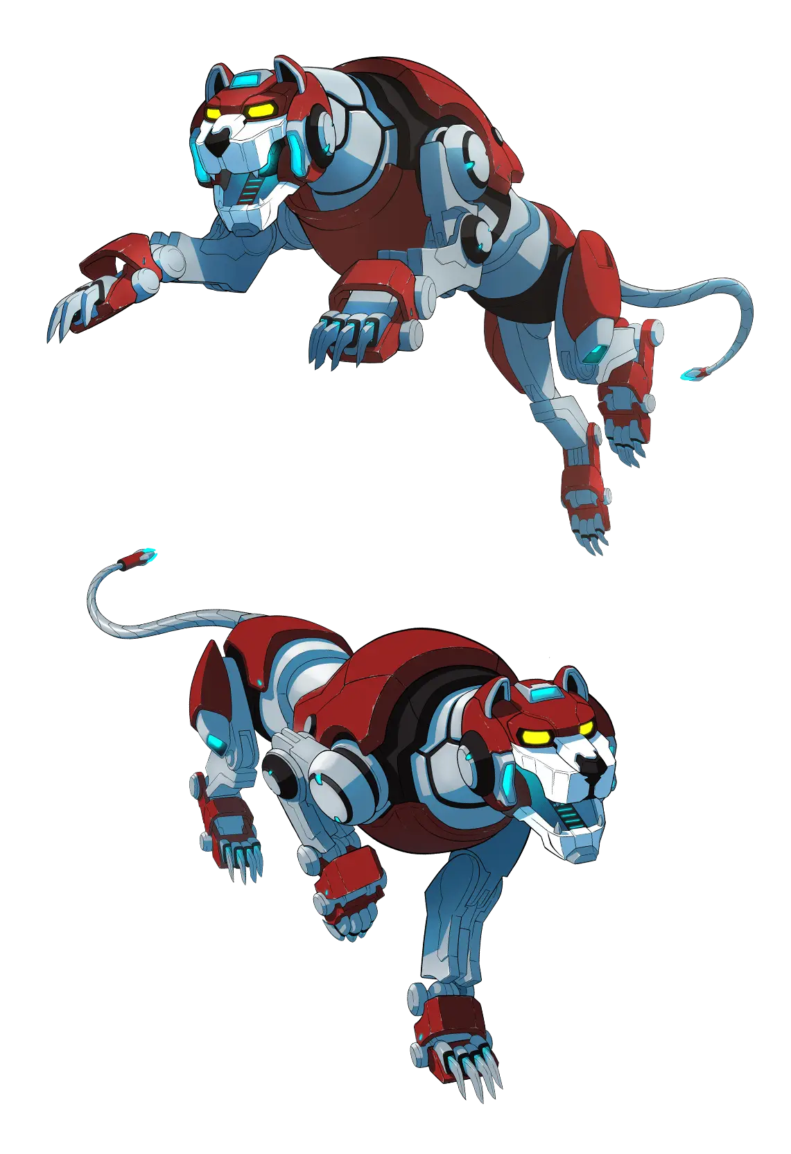 Robotic Red and Blue Lion Character
