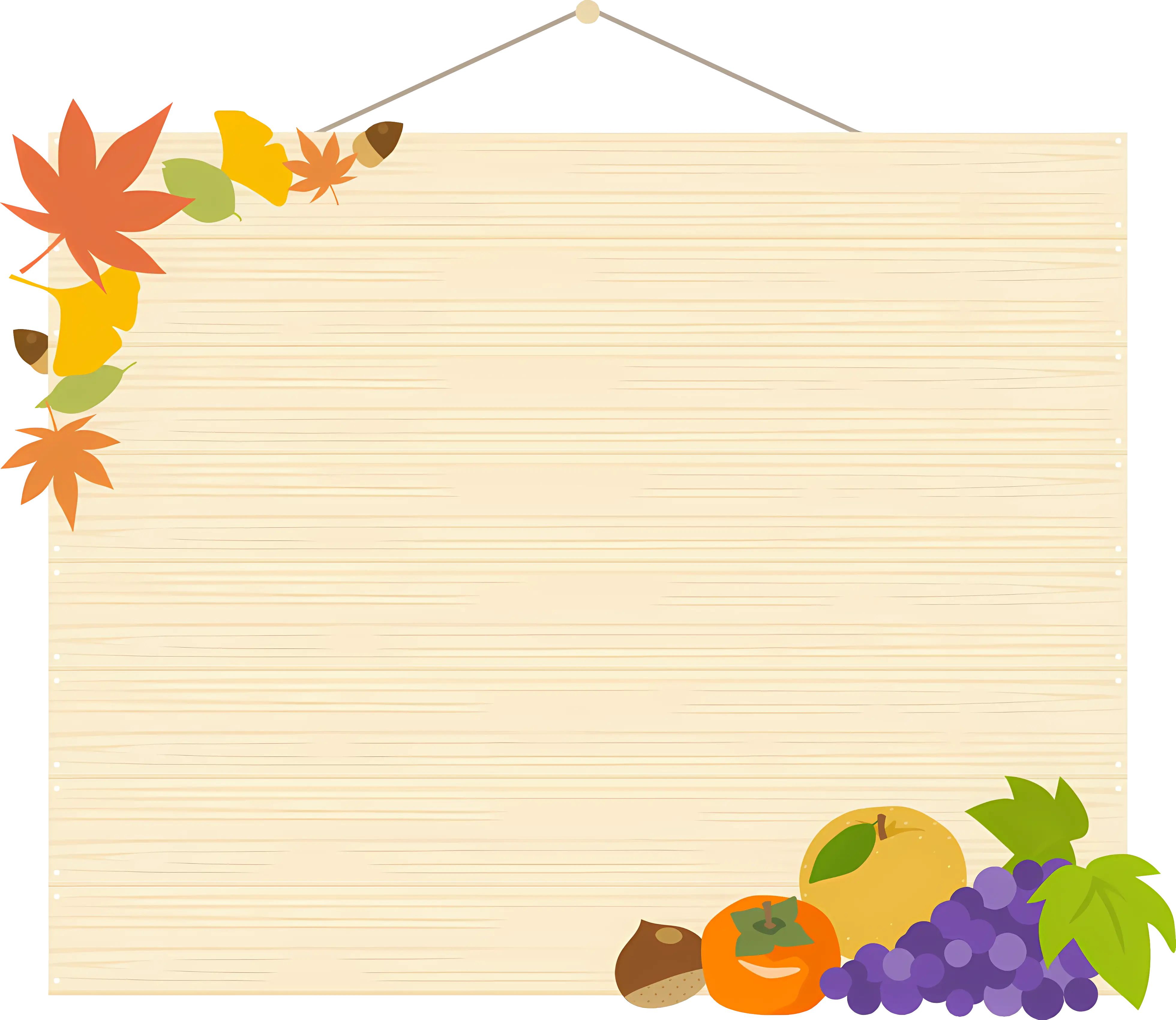 Autumn-Themed Blank Card with Fruits and Leaves