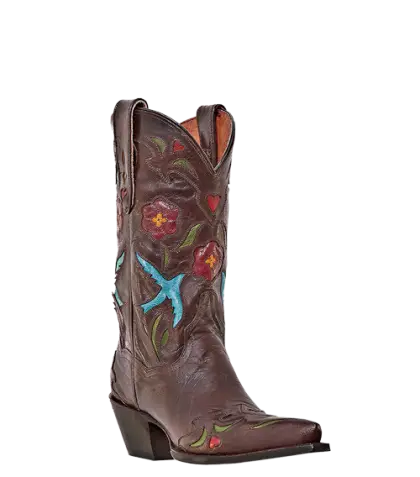 Embroidered Leather Cowboy Boot in Western Style