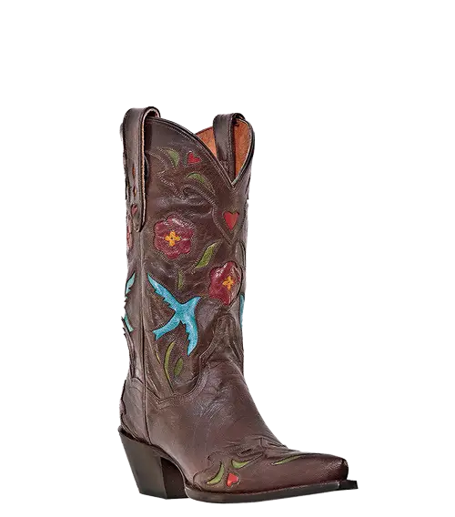 Embroidered Leather Cowboy Boot in Western Style