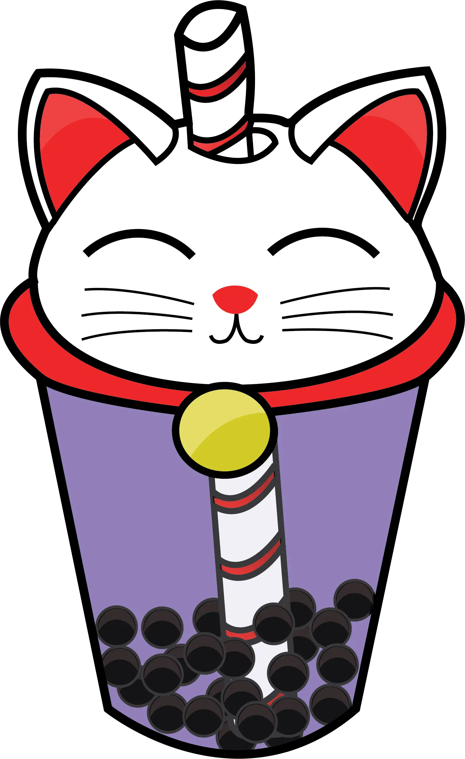 Cute Bubble Tea Cat Illustration