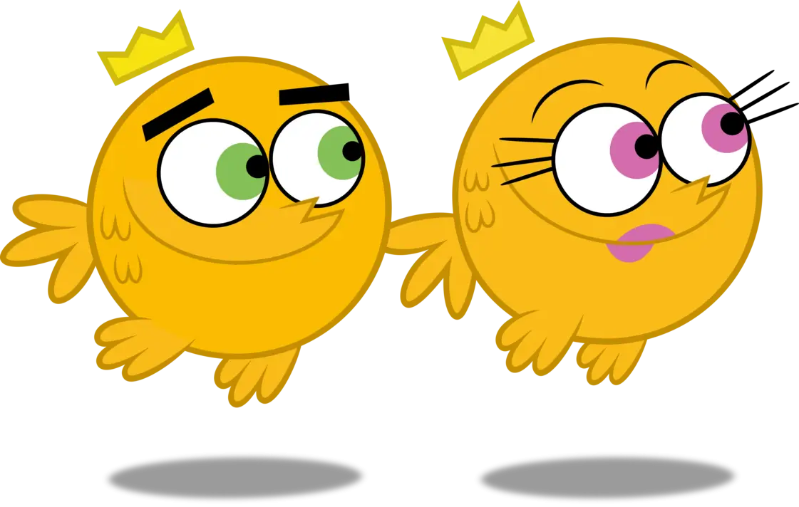 Cartoon Yellow Birds with Crowns